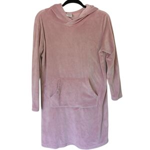 Serra Plush Soft Pink Hooded Nightgown With Pocket Pouch Size Small Medium